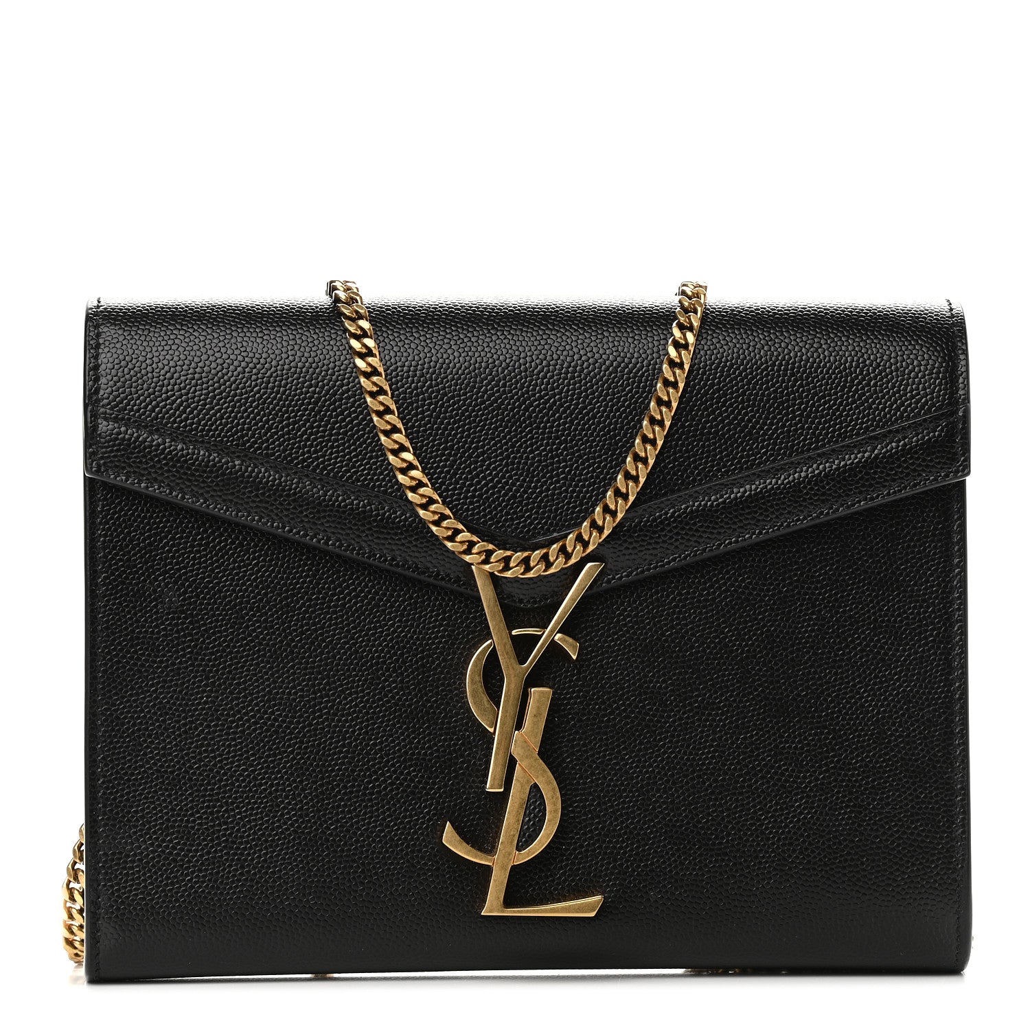 Saint Laurent Grain De Poudre Monogram Cassandra Chain Wallet Black 1 of 8