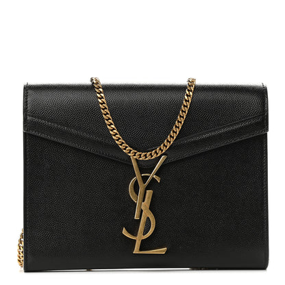 Saint Laurent Grain De Poudre Monogram Cassandra Chain Wallet Black 1 of 8