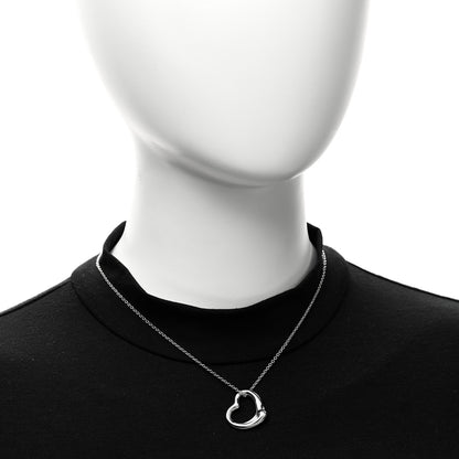 Tiffany Sterling Silver 22mm Elsa Peretti Open Heart Pendant Necklace 2 of 5