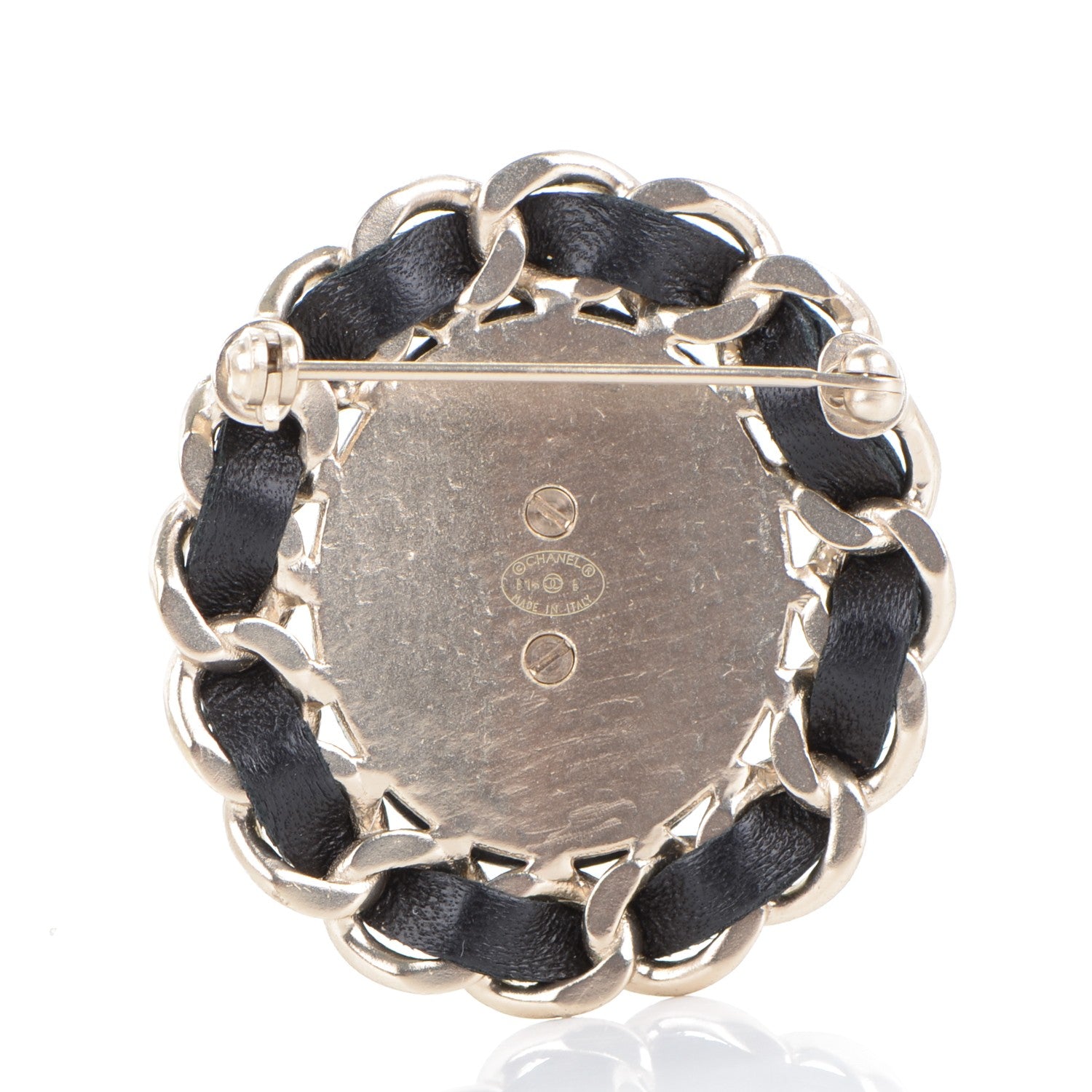 Chanel Lambskin CC Brooch Black Gold 3 of 4