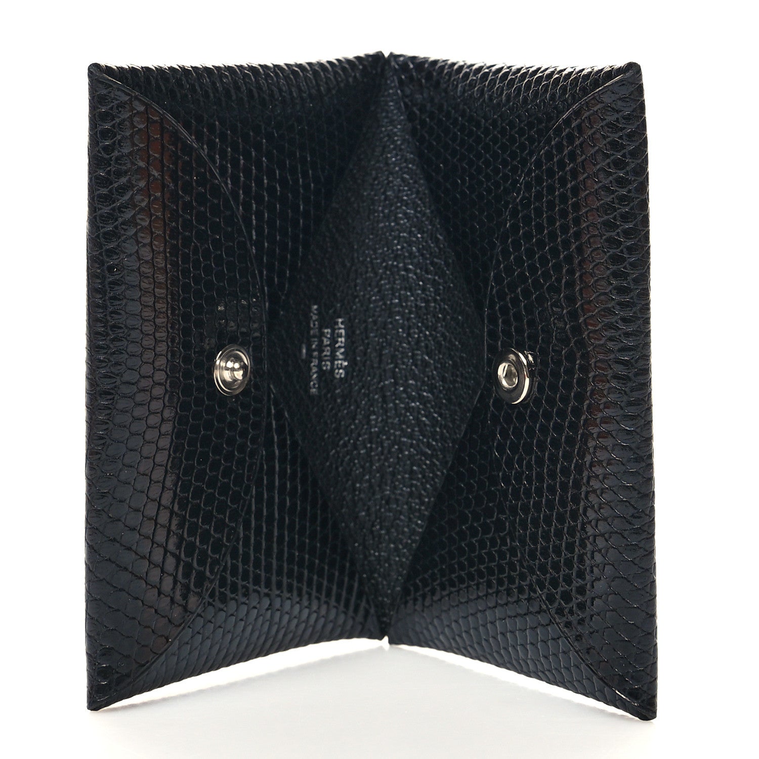 Hermes Lizard Calvi Card Case Black 5 of 9