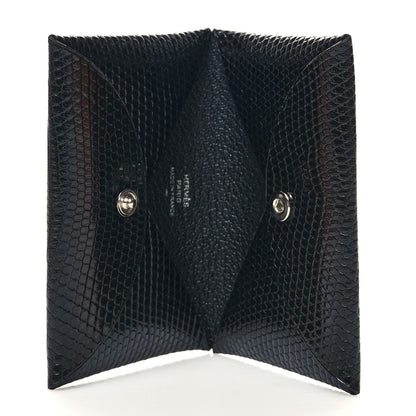 Hermes Lizard Calvi Card Case Black 5 of 9