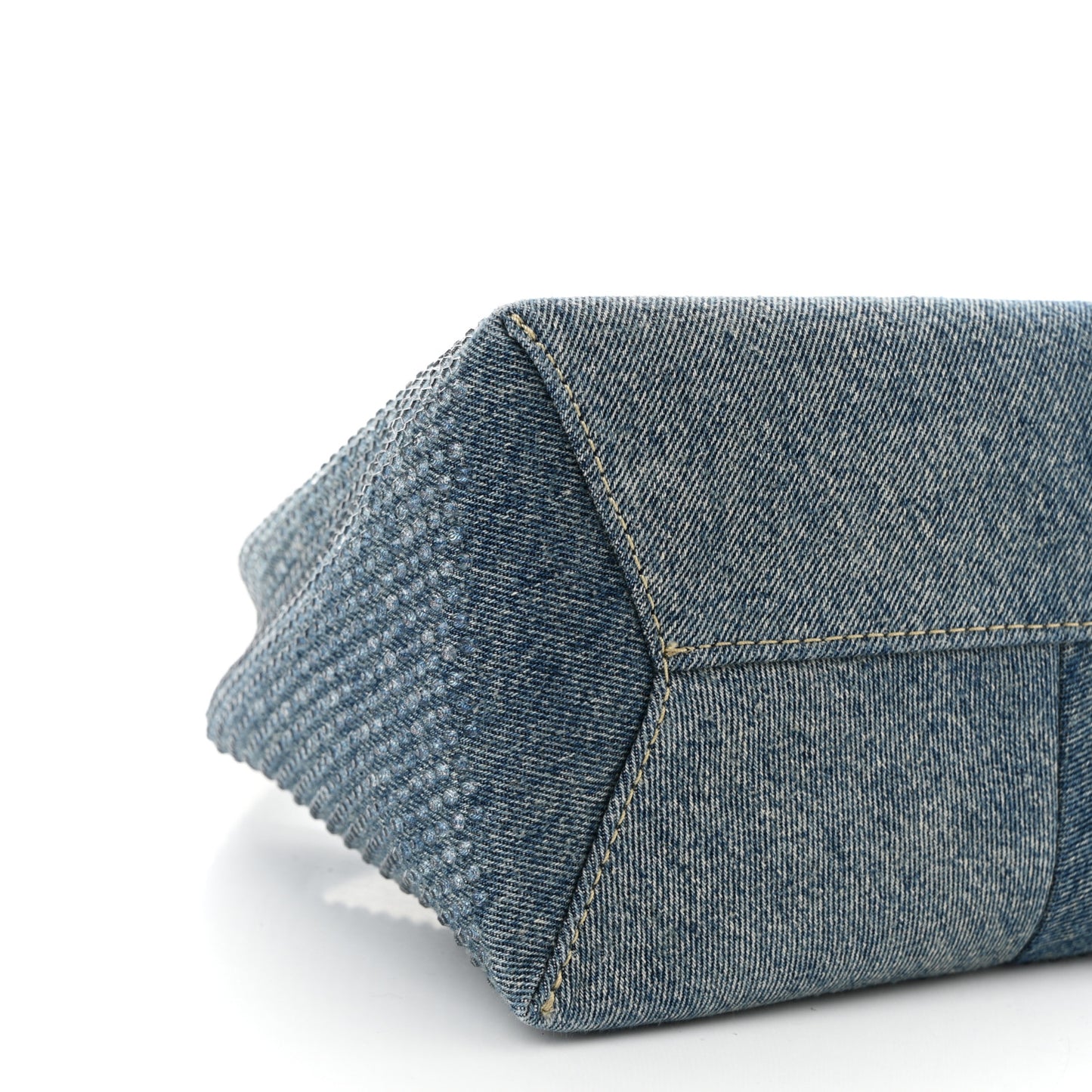 Denim Crystal Mini The Sack Bag Light Blue