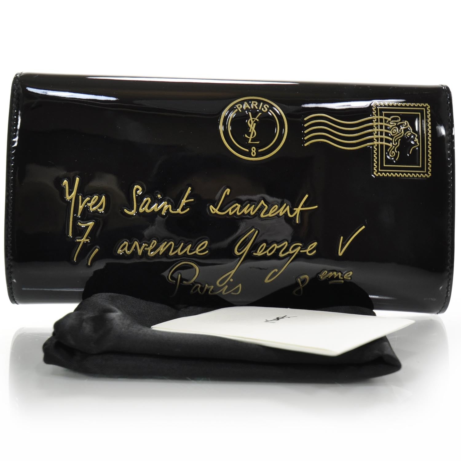 Saint Laurent Patent Y-Mail Clutch Black 2 of 7