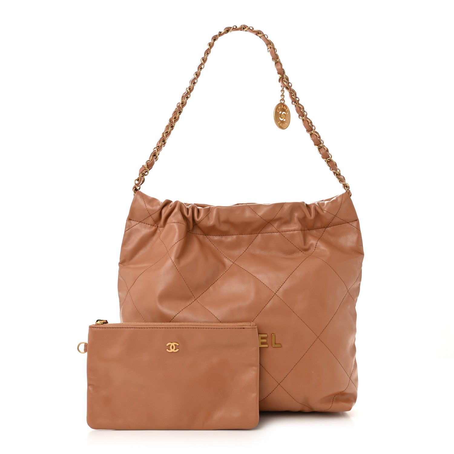 Chanel Shiny Calfskin Quilted Small Chanel 22 Camel 2 of 10