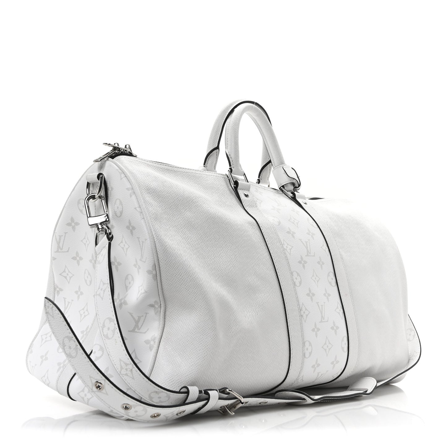 Taiga Monogram Eclipse Keepall Bandouliere 50 Optic White