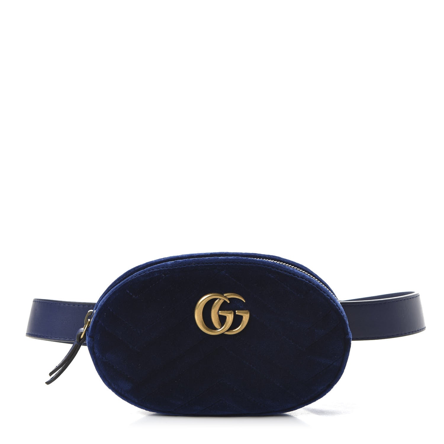 Gucci Velvet Matelasse GG Marmont Belt Bag 85 34 Cobalt Blue 1 of 10