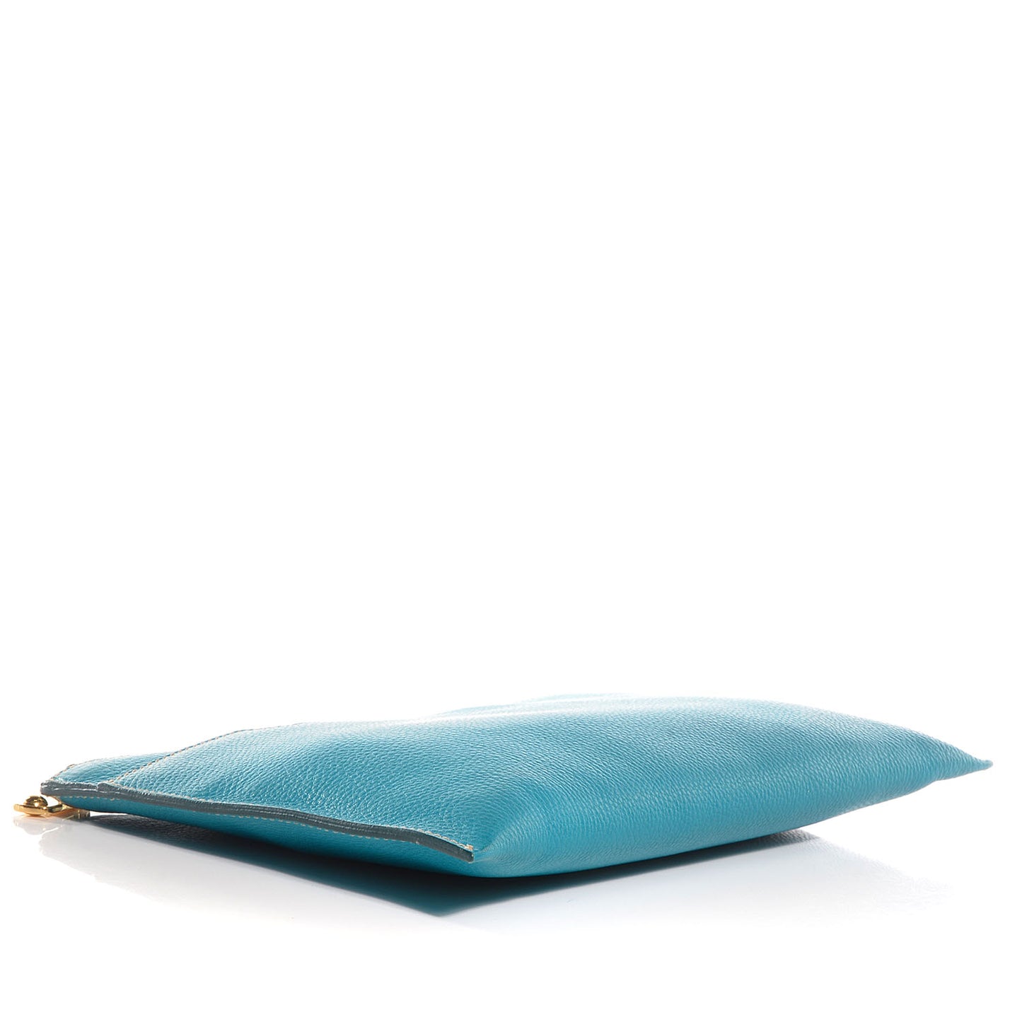 Grained Calfskin Leather Clutch Turchese