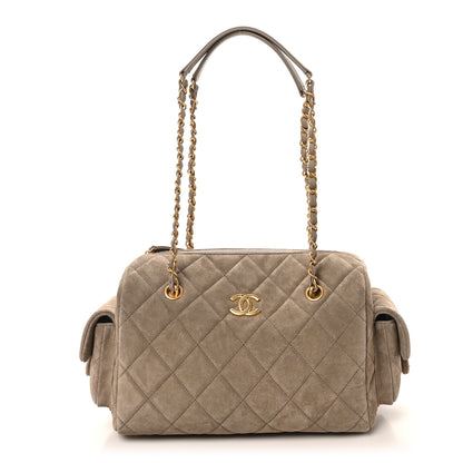 Chanel Suede Quilted Chanel 25 Bowling Bag Dark Grey 1 of 11