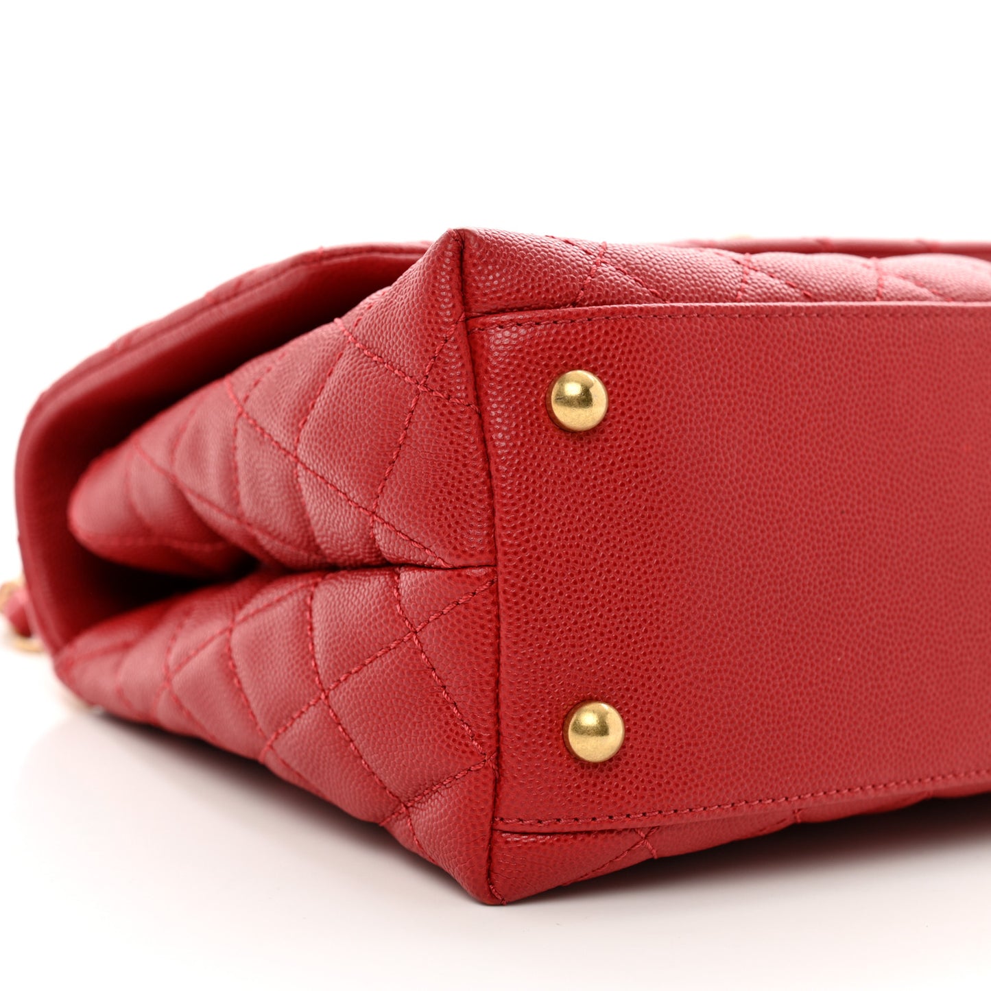 Caviar Quilted Small Coco Handle Flap Red
