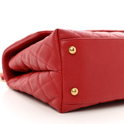Chanel Caviar Quilted Small Coco Handle Flap Red 9 of 10