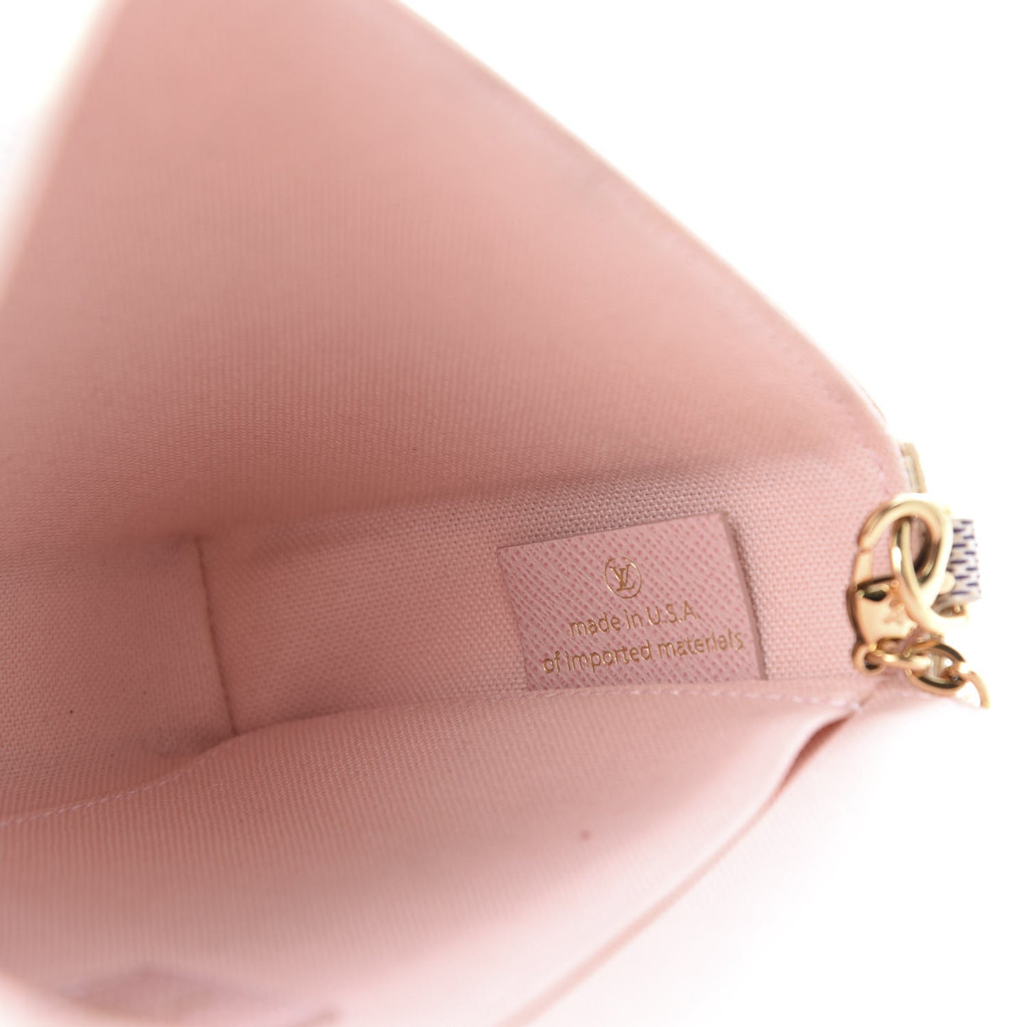 Damier Azur Pochette Felicie Chain Wallet Rose Ballerine