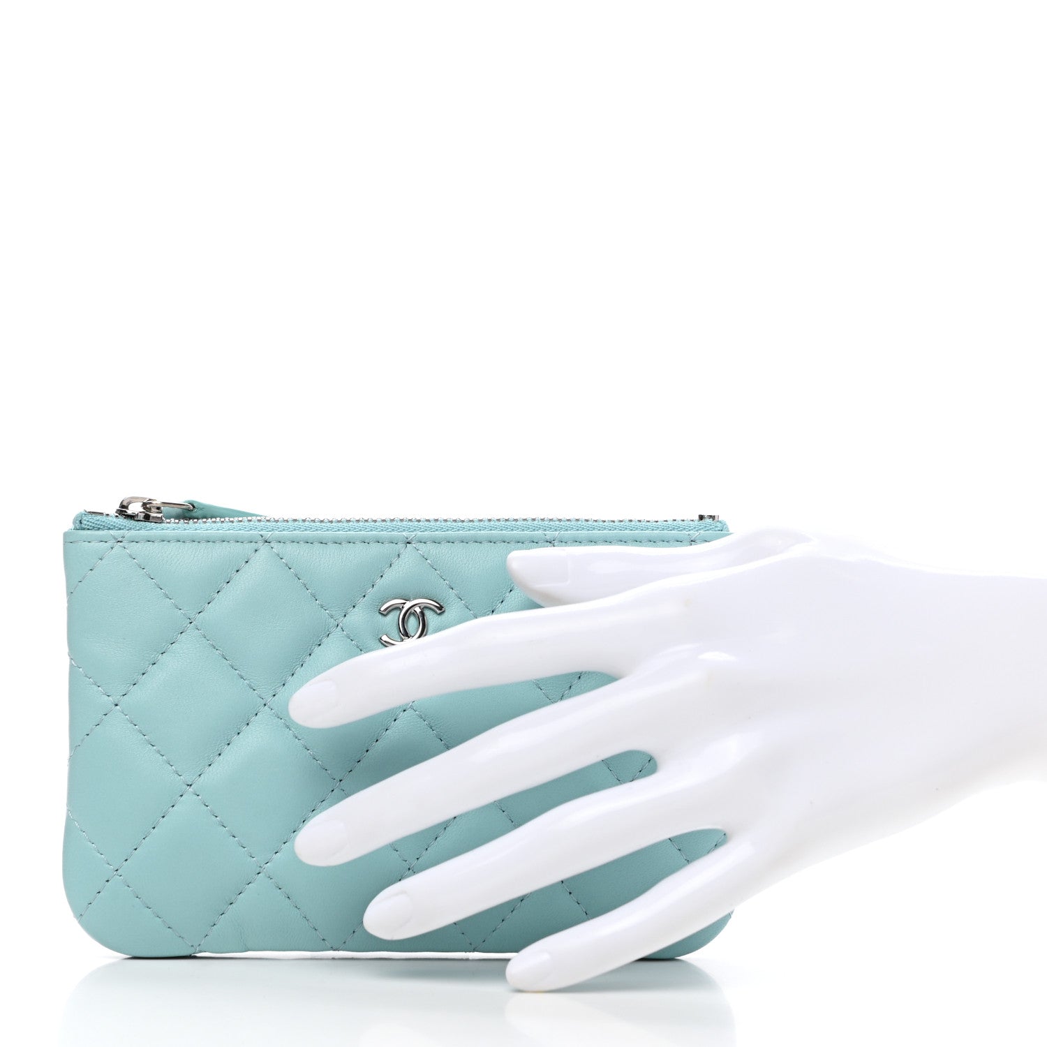 Chanel Lambskin Quilted Small Cosmetic Case Light Blue 2 of 7