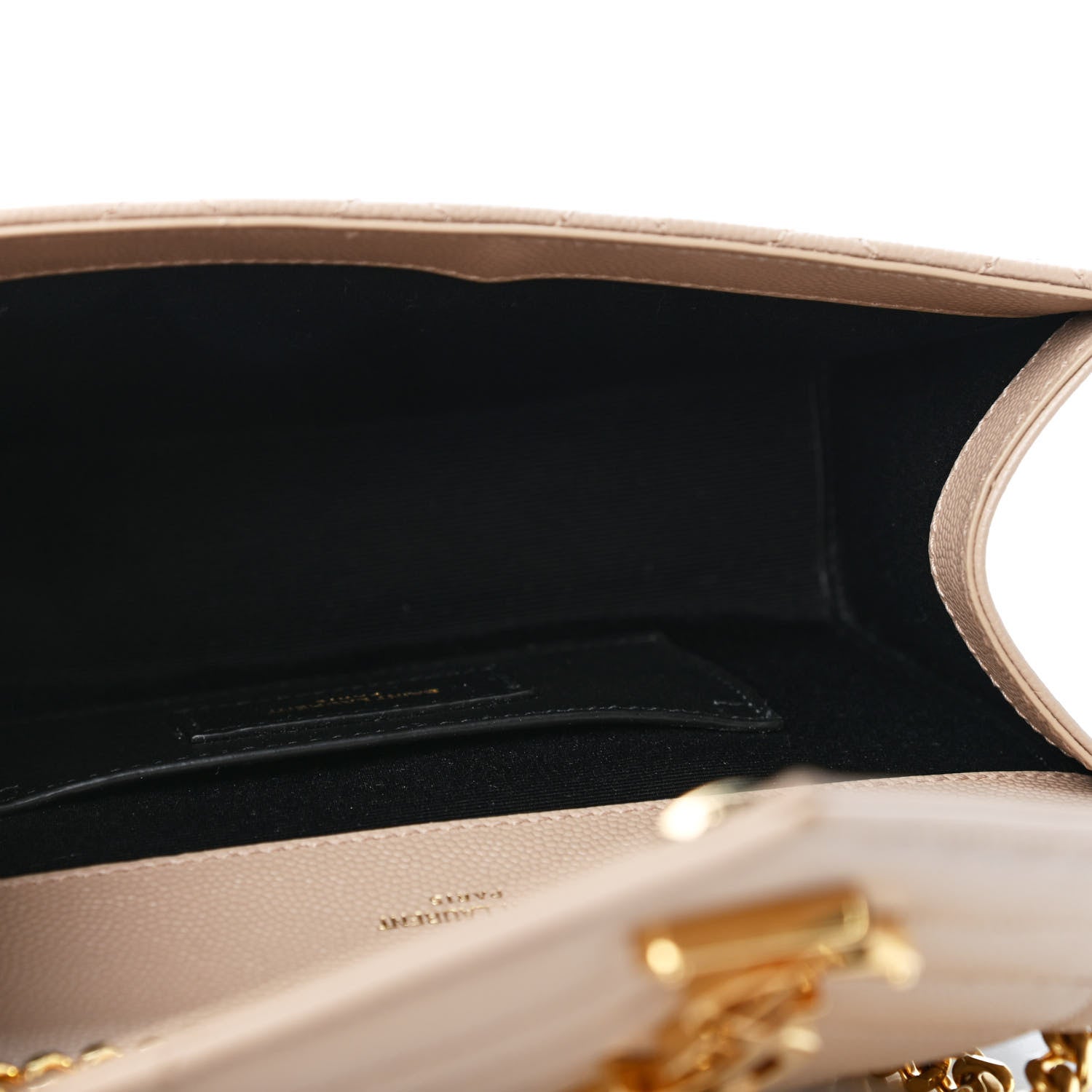 Saint Laurent Grain De Poudre Textured Mixed Matelasse Triquilt Monogram Satchel Dark Beige 4 of 4