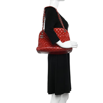 Chanel Glazed Calfskin Quilted Large Just Mademoiselle Bowling Bag Red 2 of 15