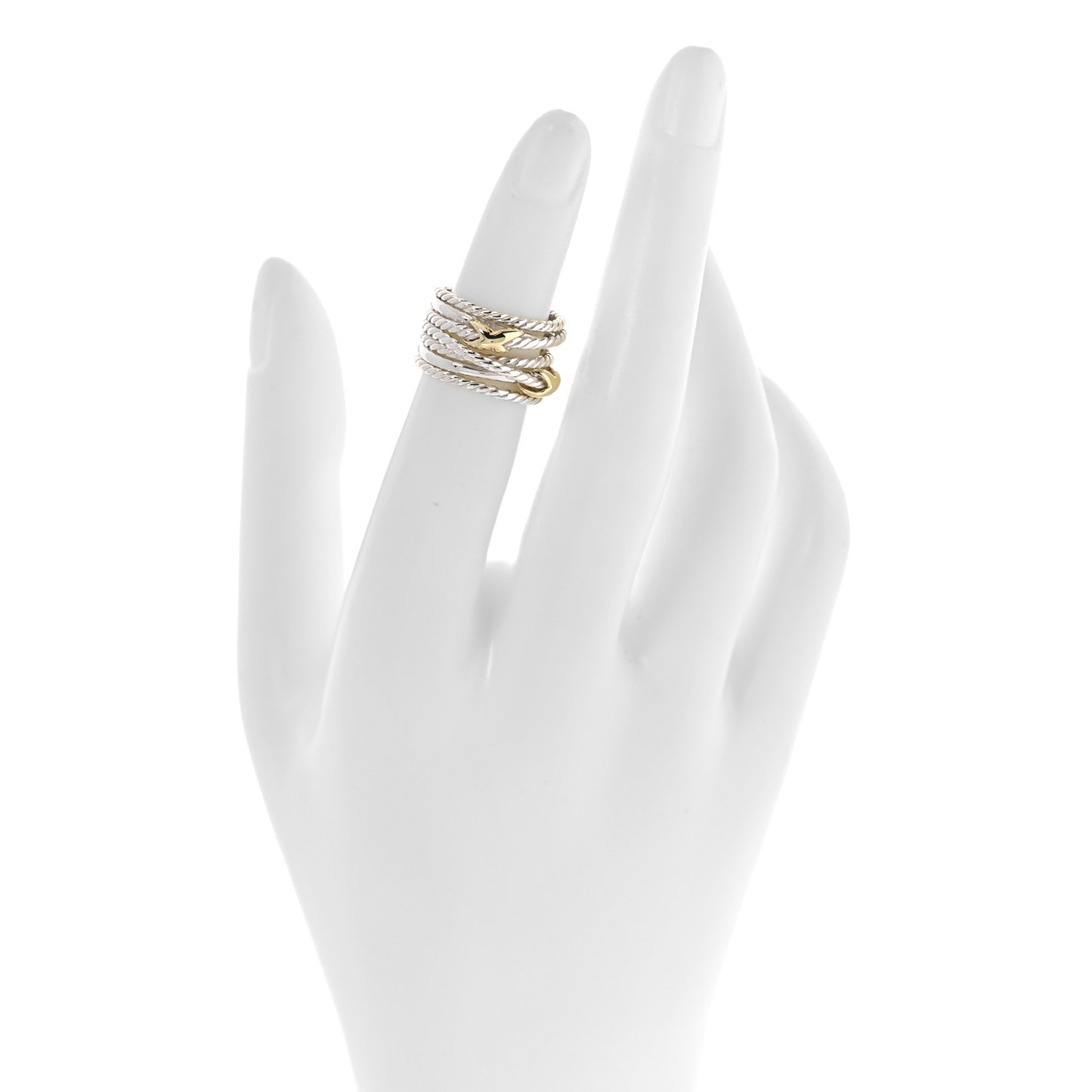 Sterling Silver 18K Yellow Gold Double X Crossover Ring 47 4