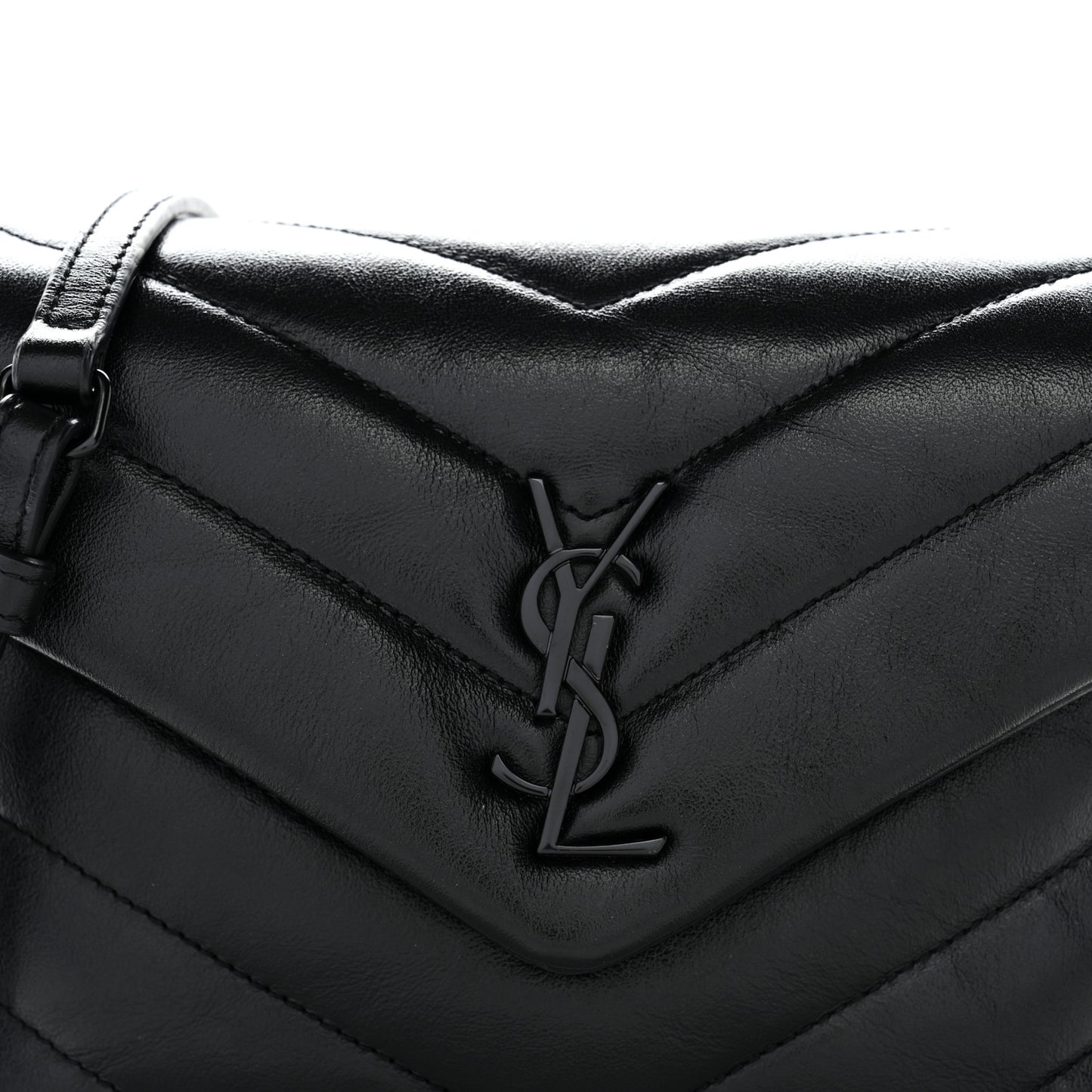 Calfskin Y Quilted Monogram Monochrome Toy Loulou Crossbody Bag Black