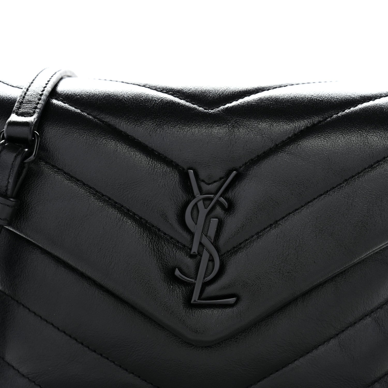Saint Laurent Calfskin Y Quilted Monogram Monochrome Toy Loulou Crossbody Bag Black 7 of 9