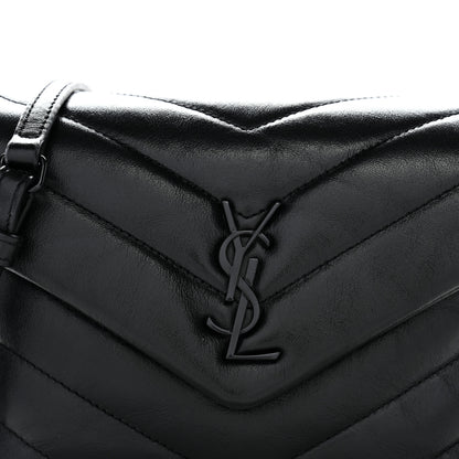 Saint Laurent Calfskin Y Quilted Monogram Monochrome Toy Loulou Crossbody Bag Black 7 of 9
