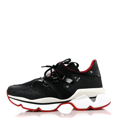 Christian Louboutin Glitter Donna Red Runner Flat Sneaker 39.5 Black 1 of 8