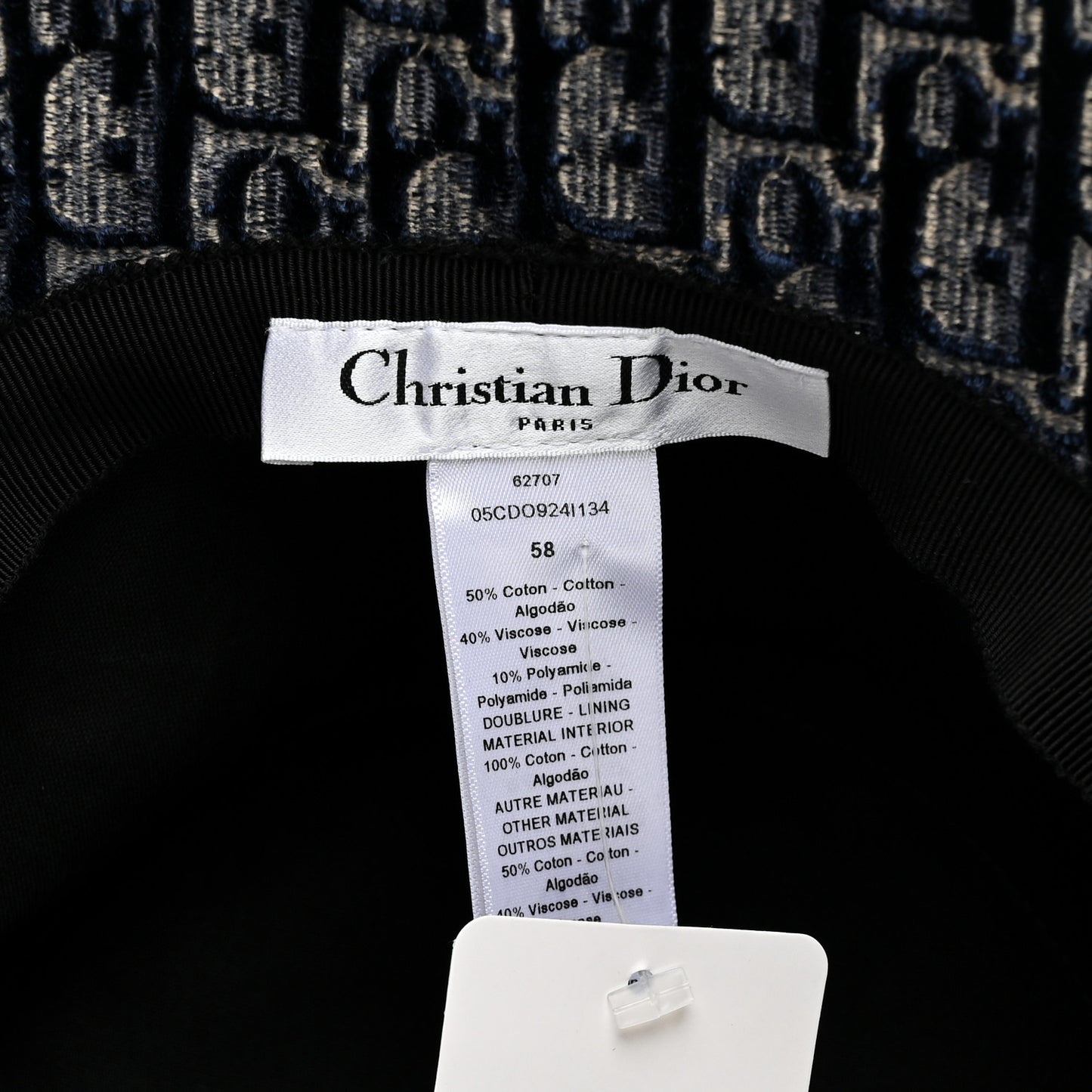 Velvet Oblique Large Brim Bucket Hat 58 Bleu Marine