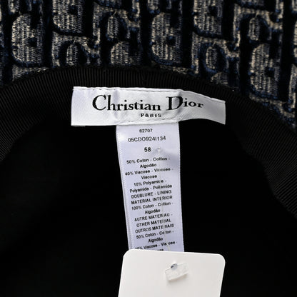 Christian Dior Velvet Oblique Large Brim Bucket Hat 58 Bleu Marine 8 of 8