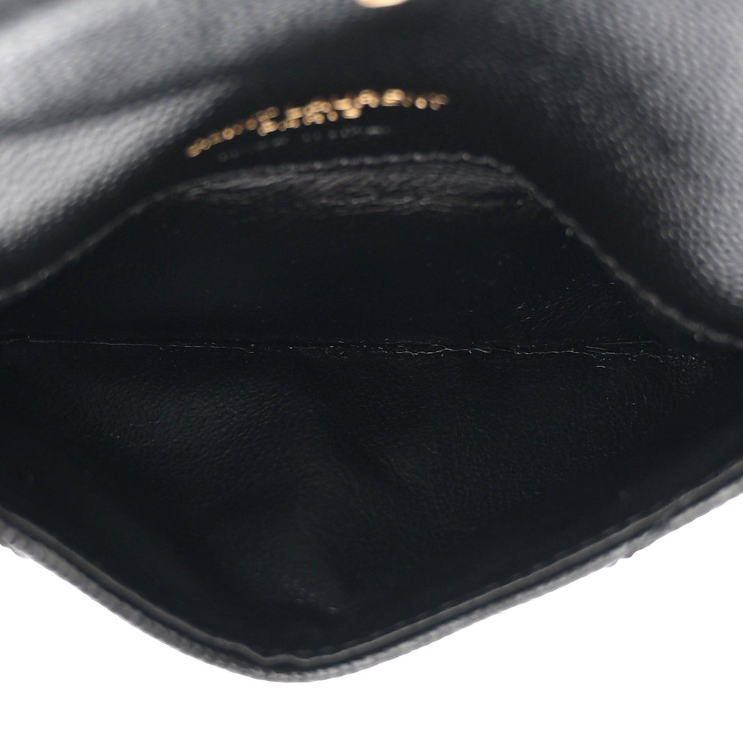 SAINT LAURENT Grain De Poudre Matelasse Chevron Monogram Compact Wallet Black