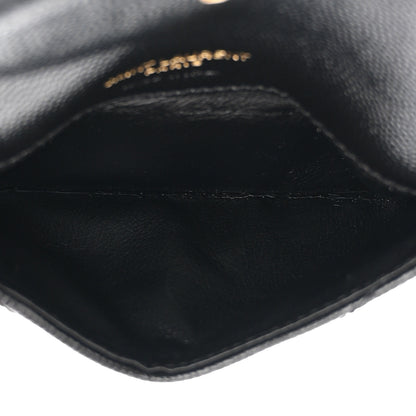 Saint Laurent SAINT LAURENT Grain De Poudre Matelasse Chevron Monogram Compact Wallet Black 5 of 14
