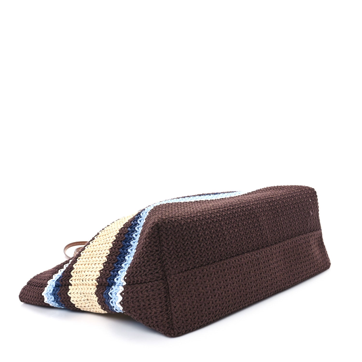 Miu Miu Raffia Effect Crochet Large Woven Tote Cocoa Brown Celeste Natural 4 of 9