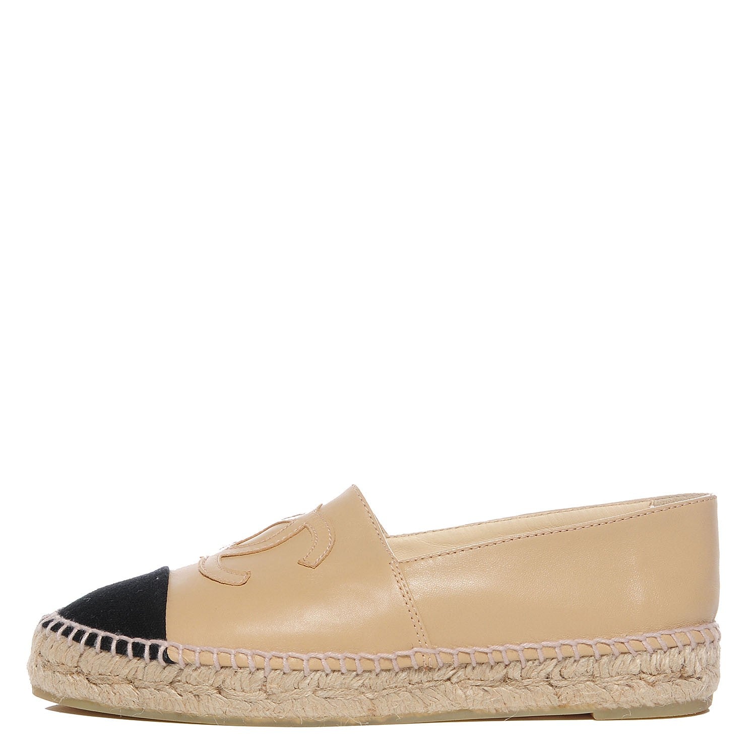 Chanel Lambskin CC Espadrilles Beige Black 36 1 of 8