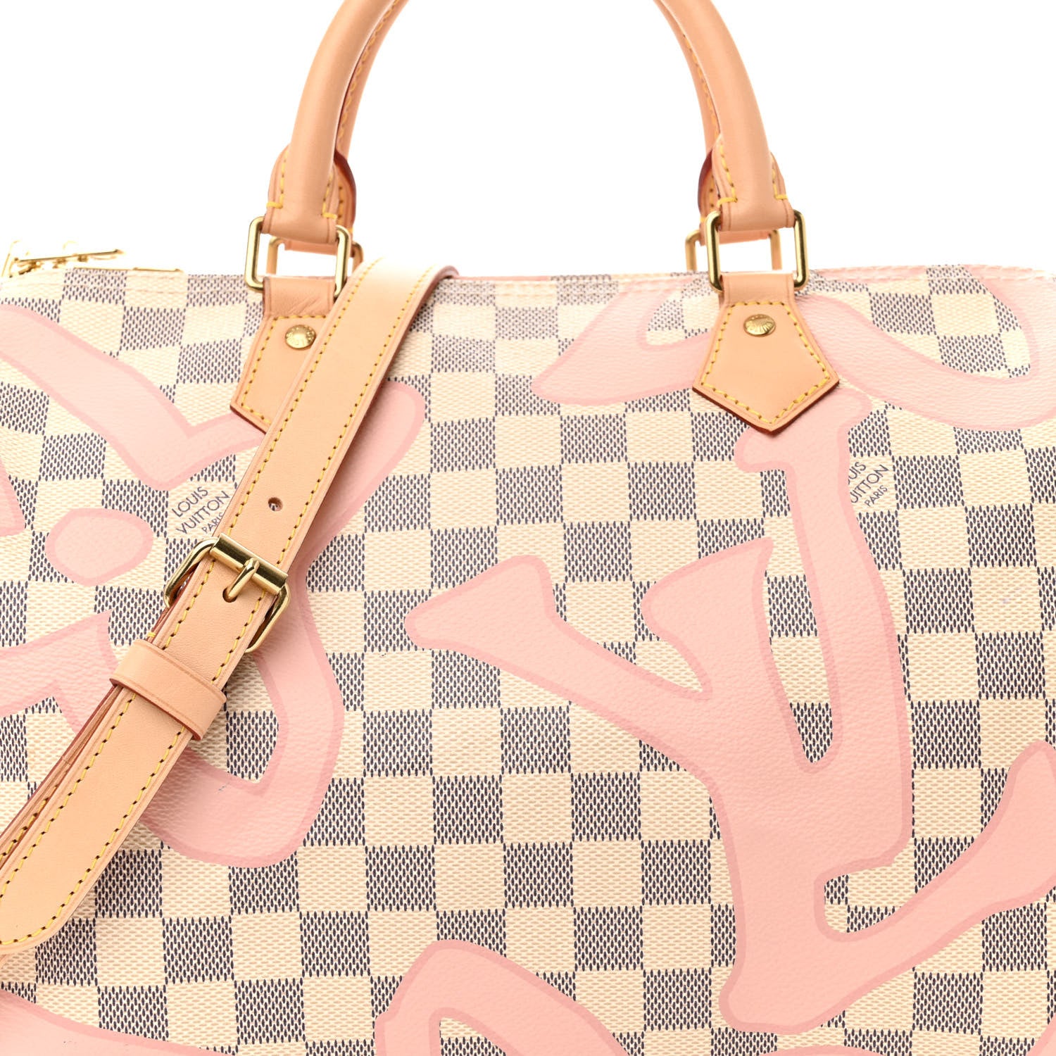 Louis Vuitton Damier Azur Tahitienne Speedy Bandouliere 30 Rose Ballerine 8 of 11
