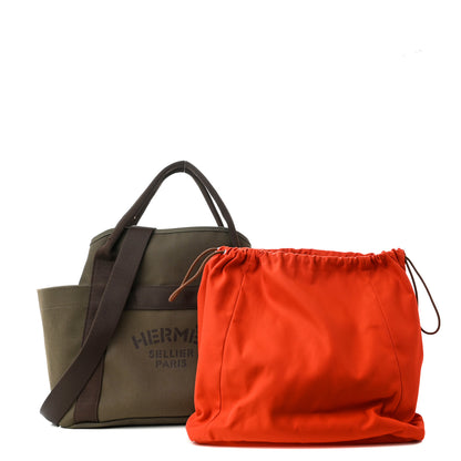Hermes Toile Sac De Pansage Groom Kaki Feu 1 of 14
