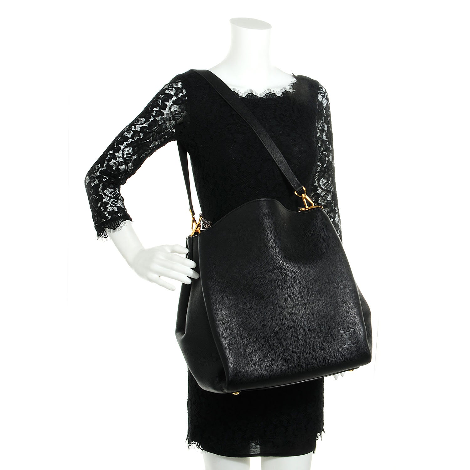 Louis Vuitton Veau Cachemire Python Babylone MM Black 2 of 8