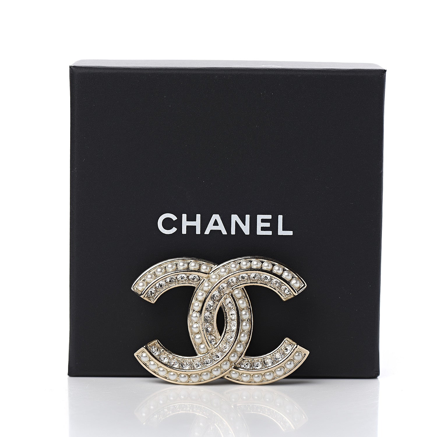 Chanel Crystal Pearl Chain Mania CC Brooch Gold 4 of 4