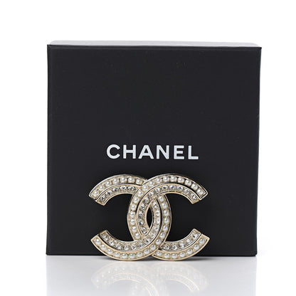 Chanel Crystal Pearl Chain Mania CC Brooch Gold 4 of 4