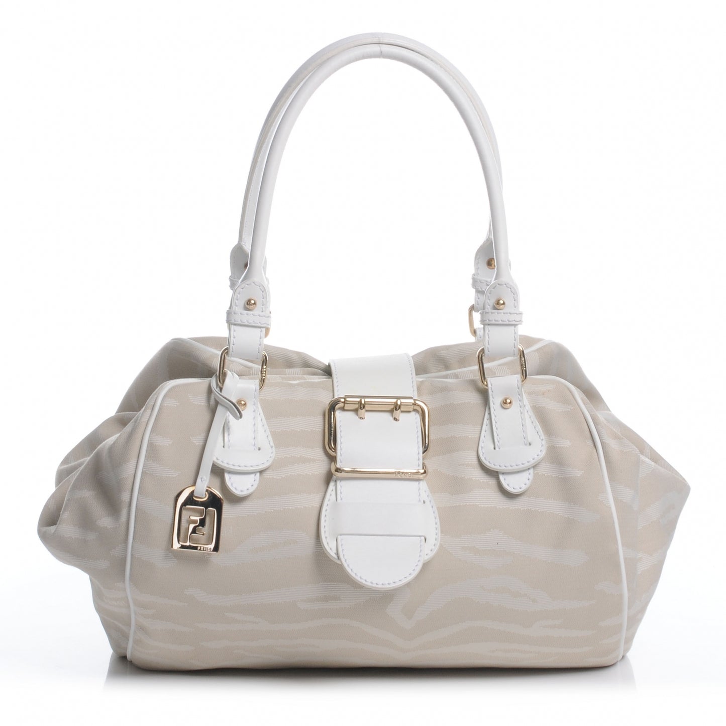 Cuoio Juta Tiger Print Hobo Beige White