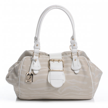 Fendi Cuoio Juta Tiger Print Hobo Beige White 1 of 9