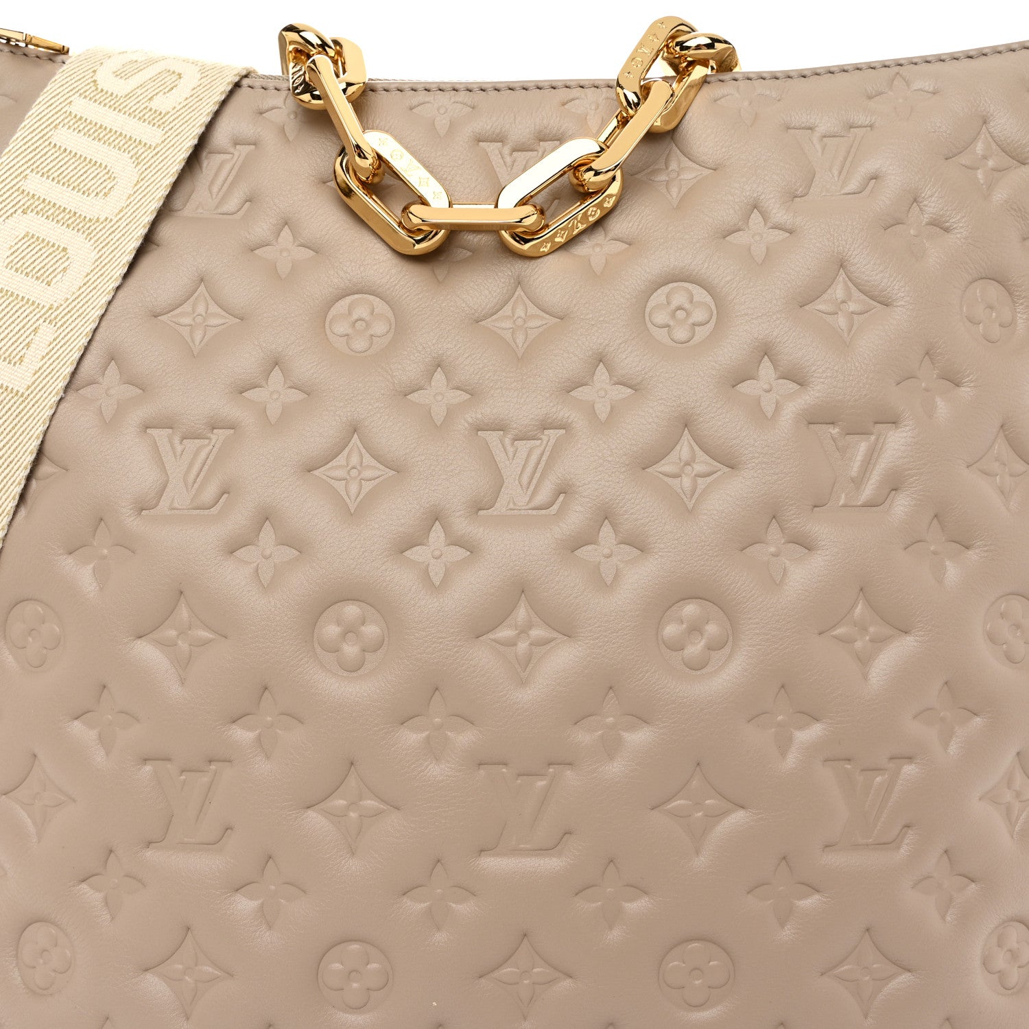 Louis Vuitton Lambskin Embossed Monogram Coussin Hobo MM Galet 8 of 10