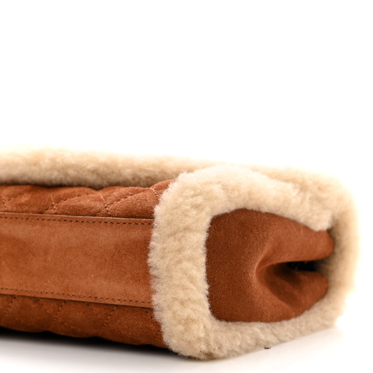 Saint Laurent Nubuck Shearling Mixed Matelasse Triquilt Small Monogram Satchel Ivory Natural Tan 10 of 11
