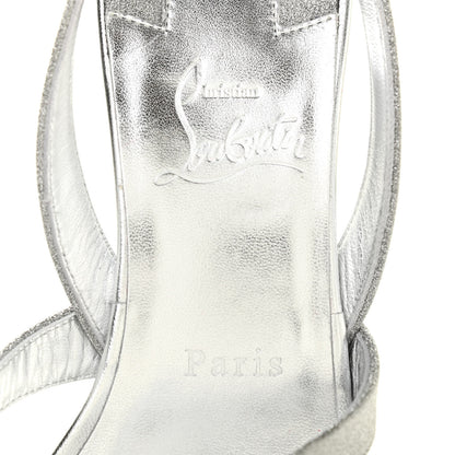 Christian Louboutin Glitter Calfskin Taralita 85 Thong Sandals 39 Silver 13 of 22