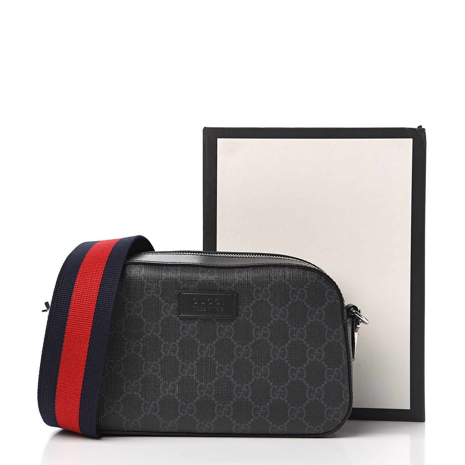 Gucci GG Supreme Monogram Web Shoulder Bag Black Grey 10 of 10