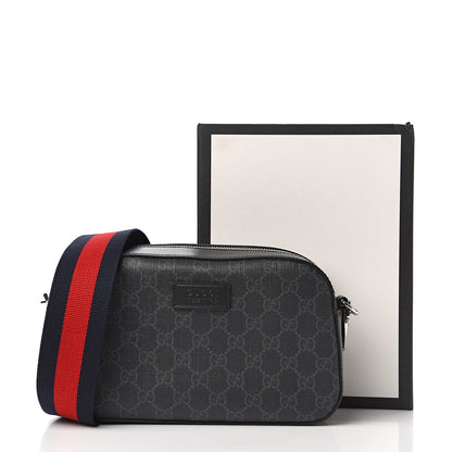 Gucci GG Supreme Monogram Web Shoulder Bag Black Grey 10 of 10