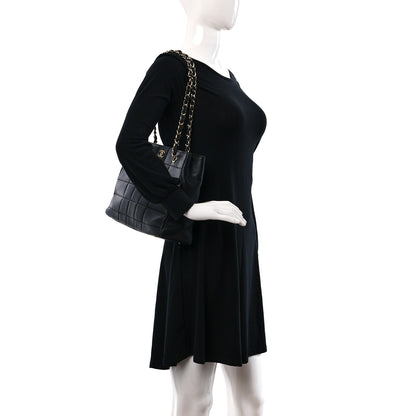 Chanel Calfskin Stitched Chocolate Bar Shopping Tote Black 2 of 12