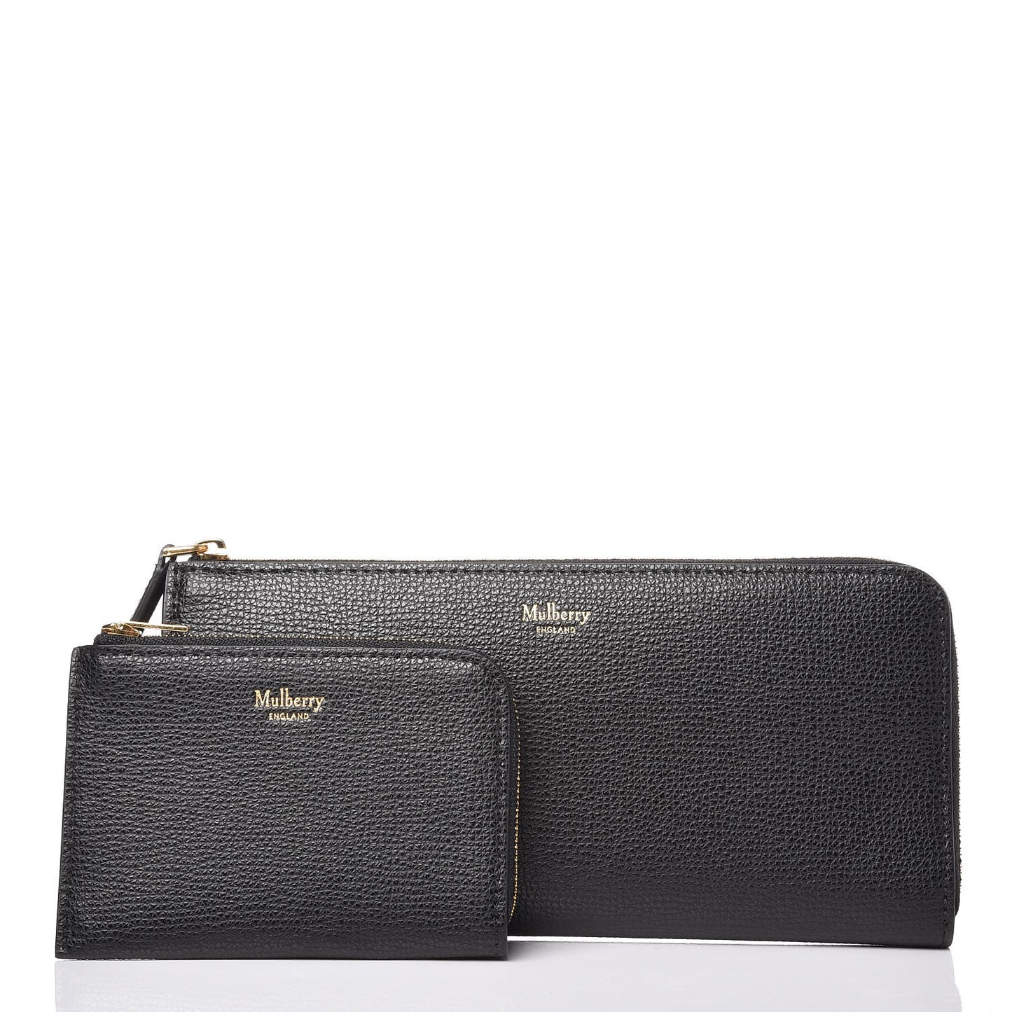 Cross Grain Calfskin Long Part Zip Wallet Black