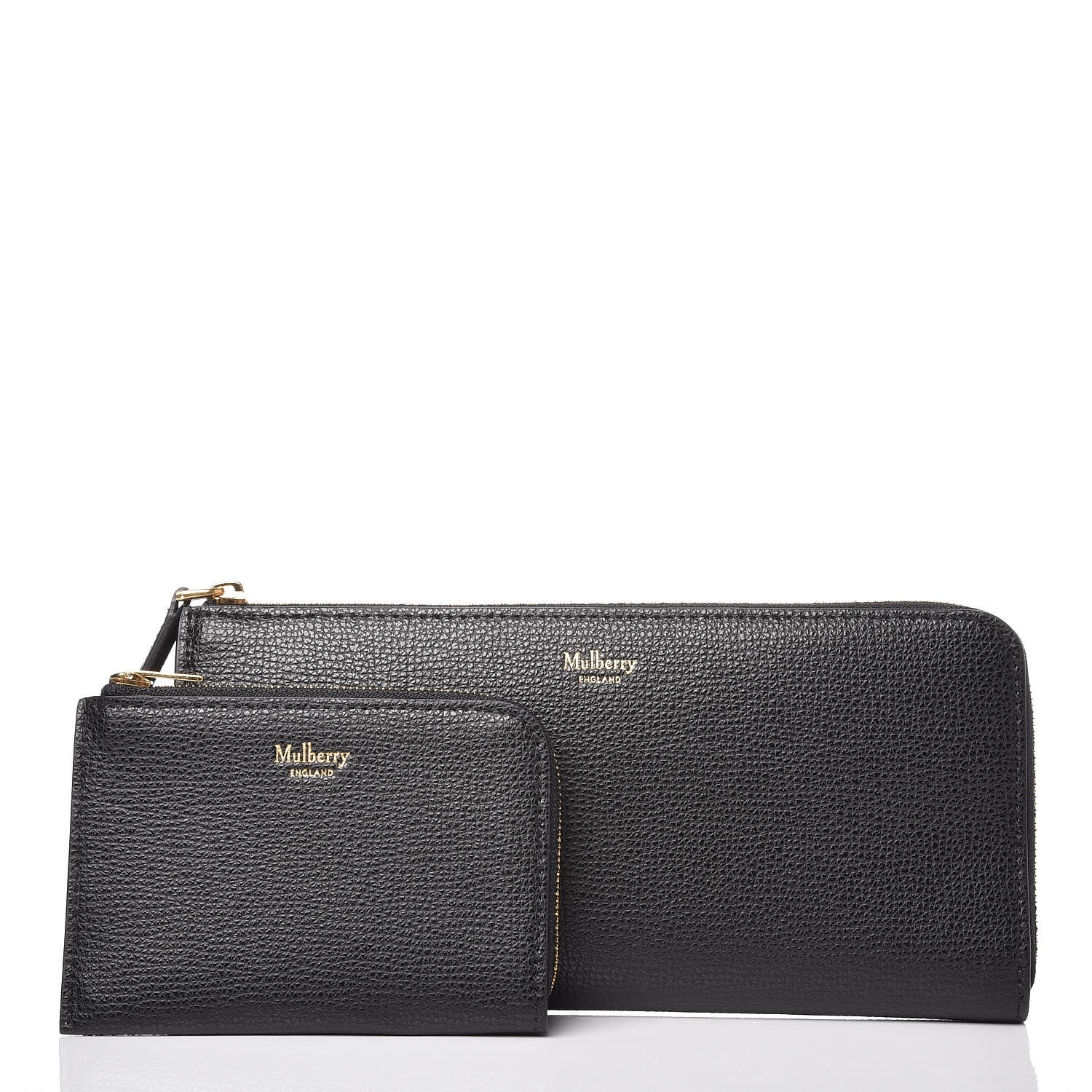 Mulberry Cross Grain Calfskin Long Part Zip Wallet Black 2 of 9