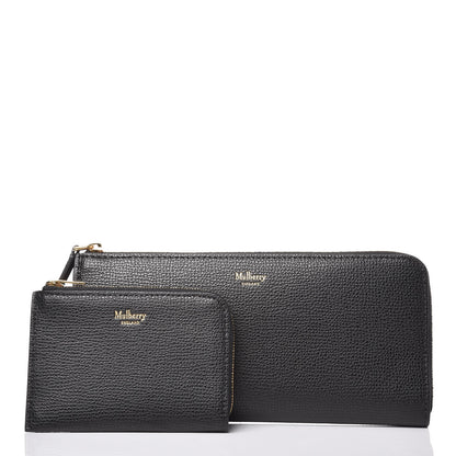 Mulberry Cross Grain Calfskin Long Part Zip Wallet Black 2 of 9