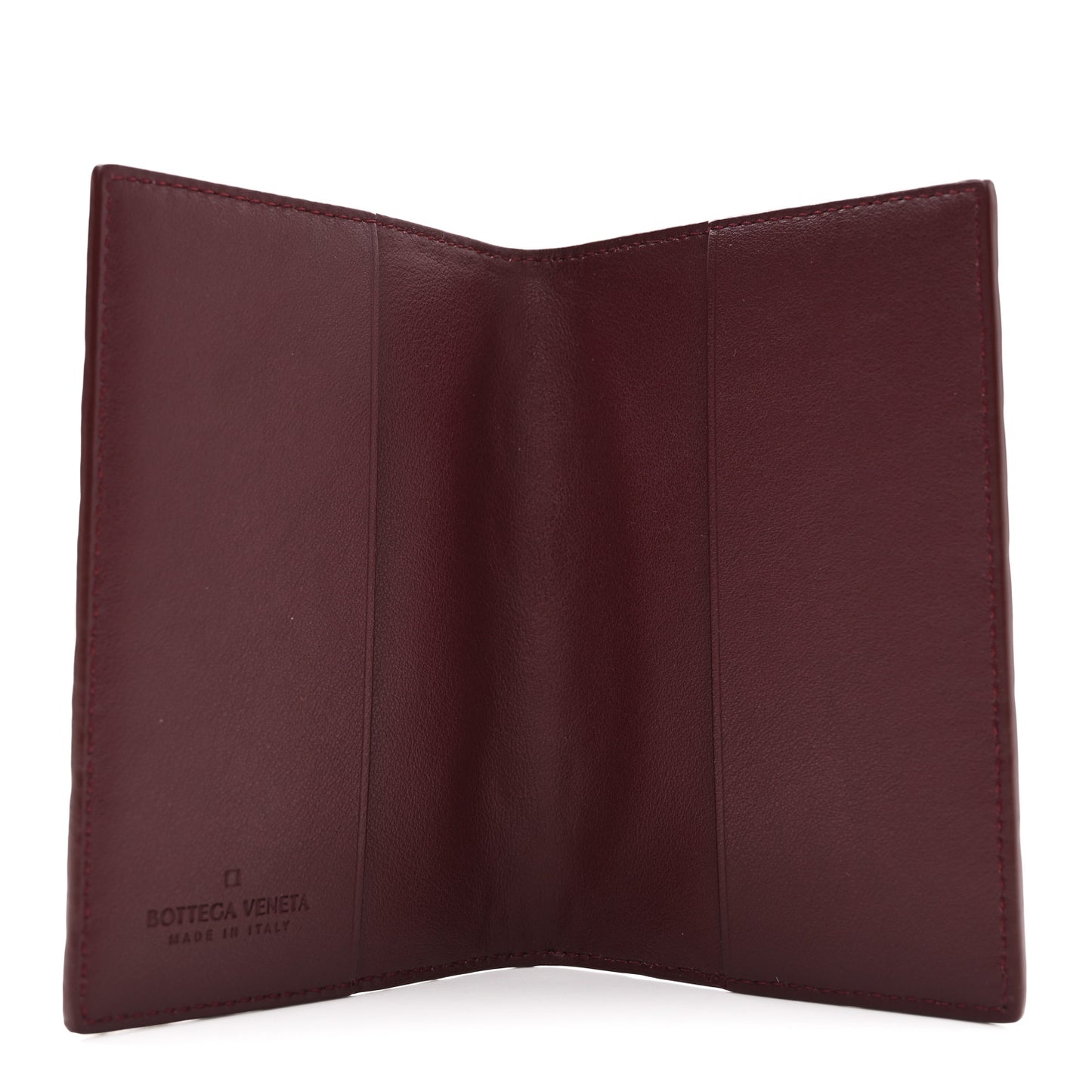 Nappa Intrecciato Passport Case Bordeaux