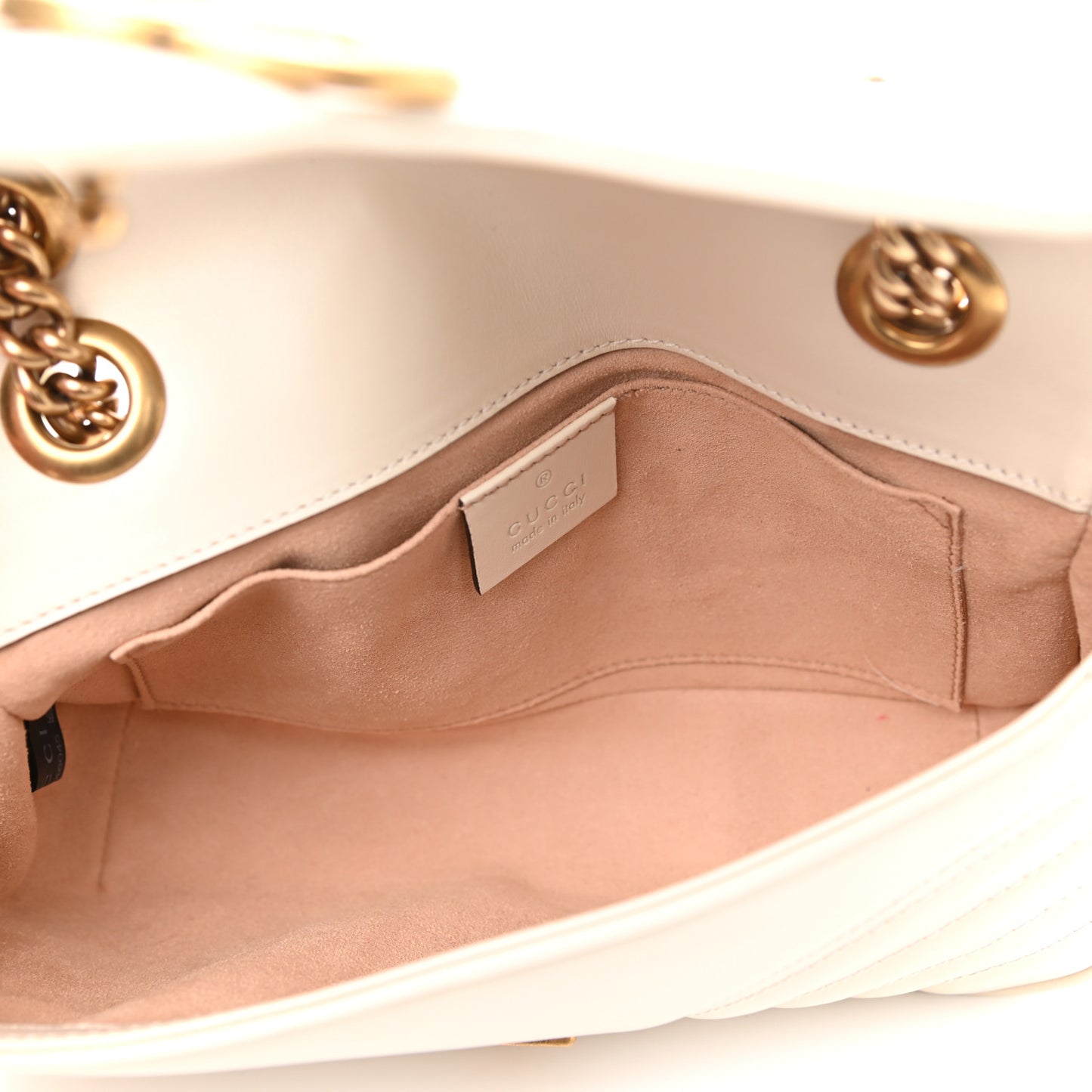 Calfskin Matelasse Mini GG Marmont Shoulder Bag White