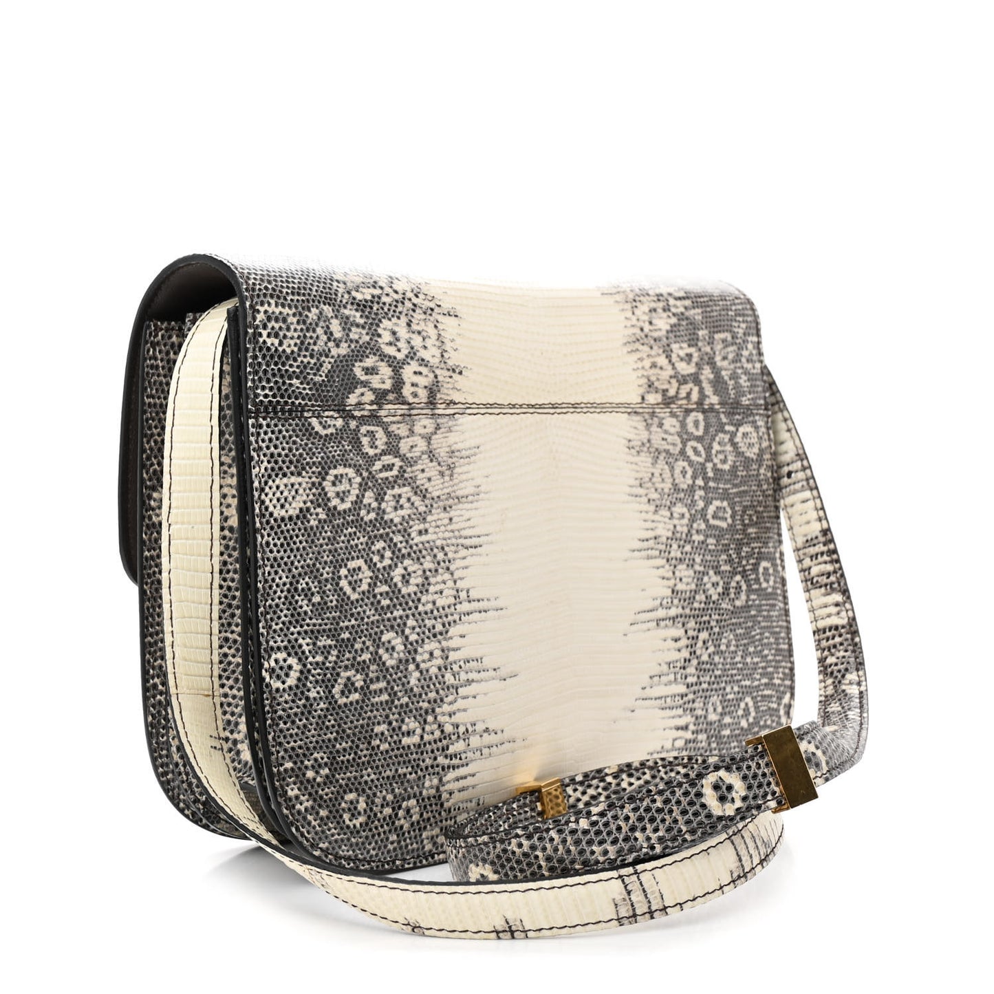 Lizard Medium Classic Box Flap Bag Natural