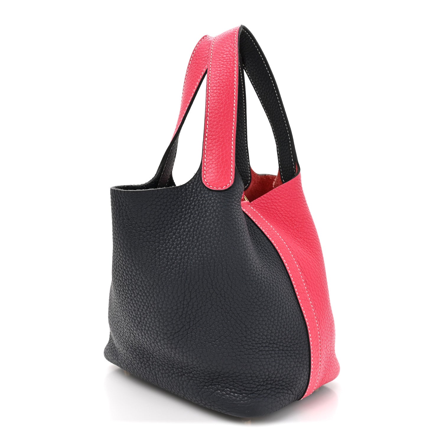 Hermes Taurillon Clemence Casaque Picotin Lock 18 PM Rose Extreme Bleu Nuit 2 of 11